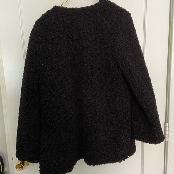 Max Studio Black Faux Shearling Structured Coat - Picture 5 of 9